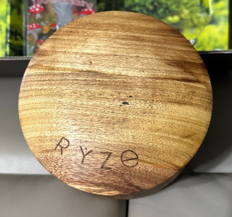 Ryze Mushroom Coffee Acacia Wood Storage Jar Lidded Container with Spoons Magnet