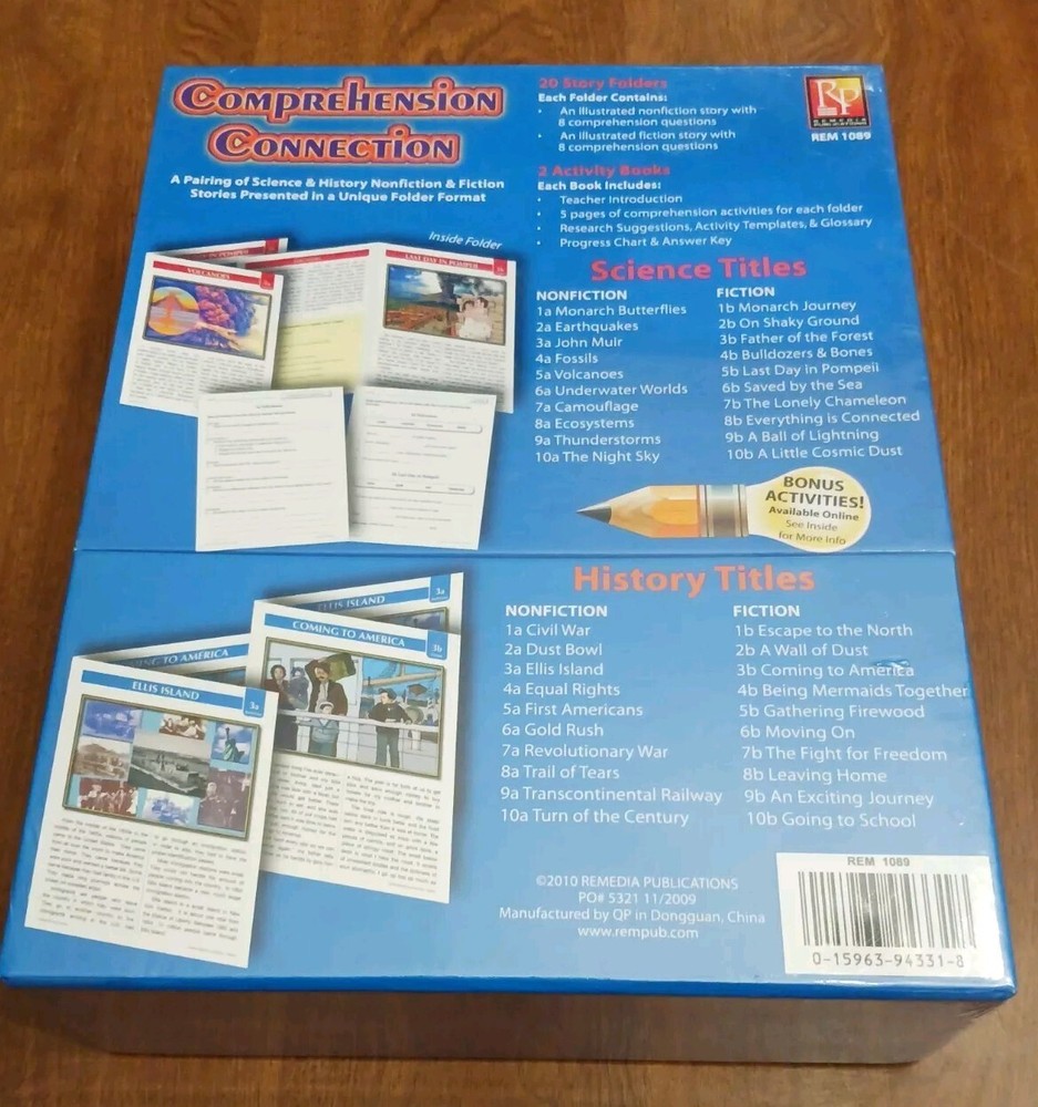 Comprehension Connection Science & History Learning Activity Story Folders