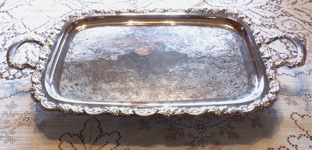 Silverplate Footed Platter Rectangular with Handles