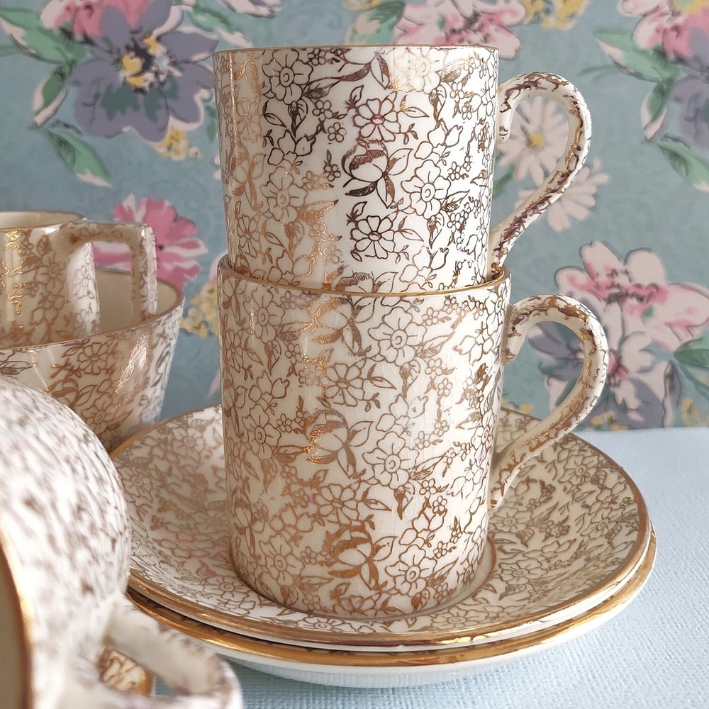 Art Deco complete coffee set for 4 | Phoenix pattern | TF&S Ltd | English