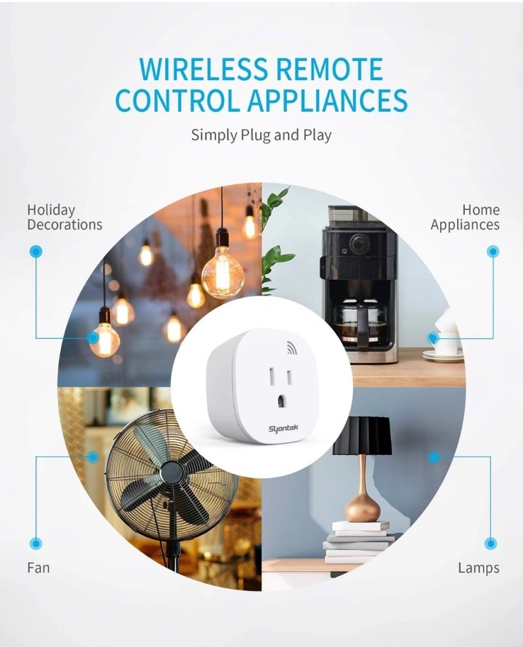 Wireless Remote Control Light Switch Kit for Appliances, 100 ft Range, 3 Outlets