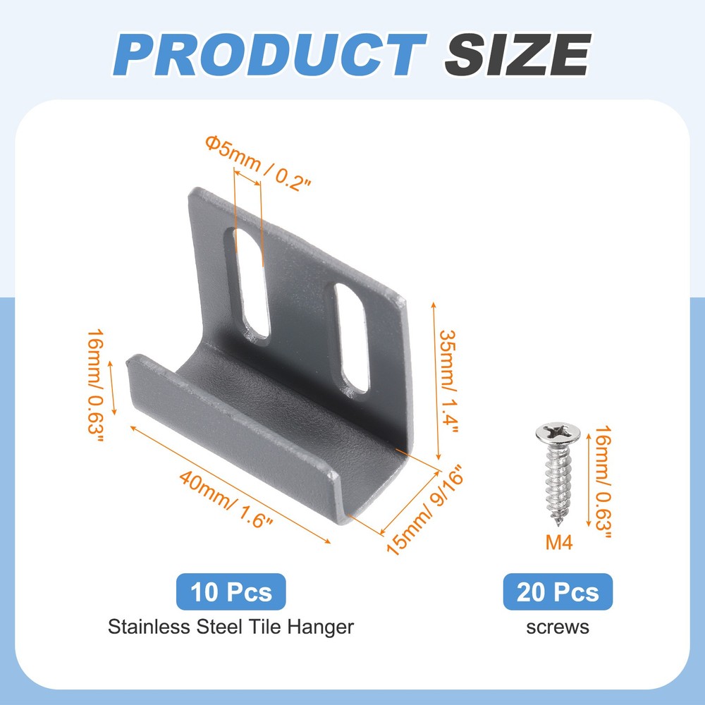 10pcs adjustable tile hooks, grey sand, int.15mm (9/16")