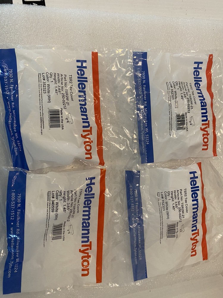 HellermannTyton TSR2W-21 Tee Cover, 1-1/4", 1" Bend Radius, PVC, White, 4-Pack