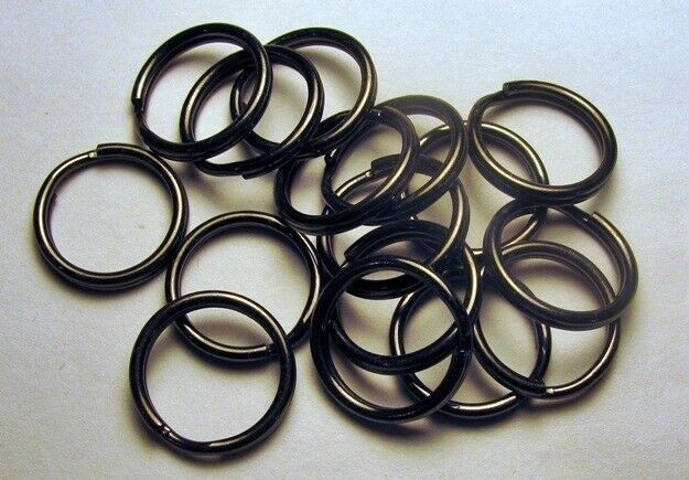4 Key Rings 15mm Approx 5/8" Split Ring Gun Metal Black Finish Steel Findings