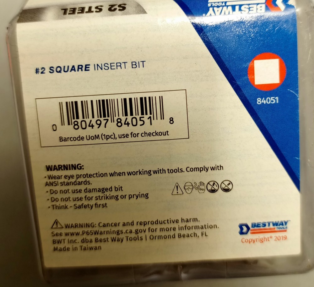 Bestway Tools S2 Steel #2 Square Bit Insert 300 Pcs.