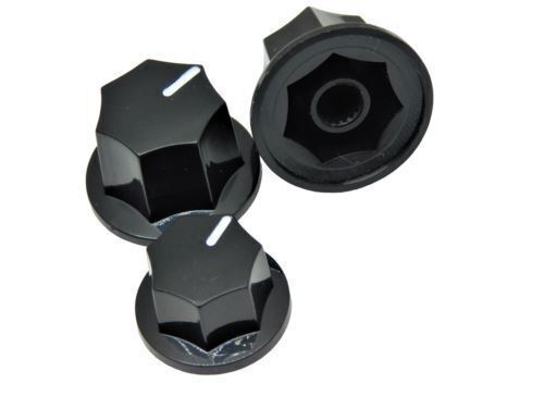 Black Jazz Bass Style Knobs set of 3 Push On Type for Import split shaft