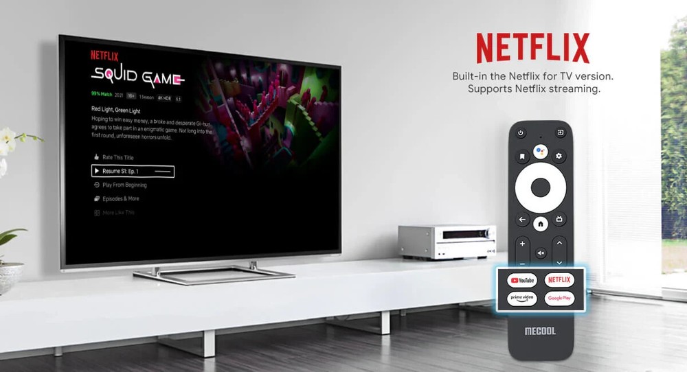 Remote Control For MECOOL/ONN Android TV Box Google Assistant BLACK