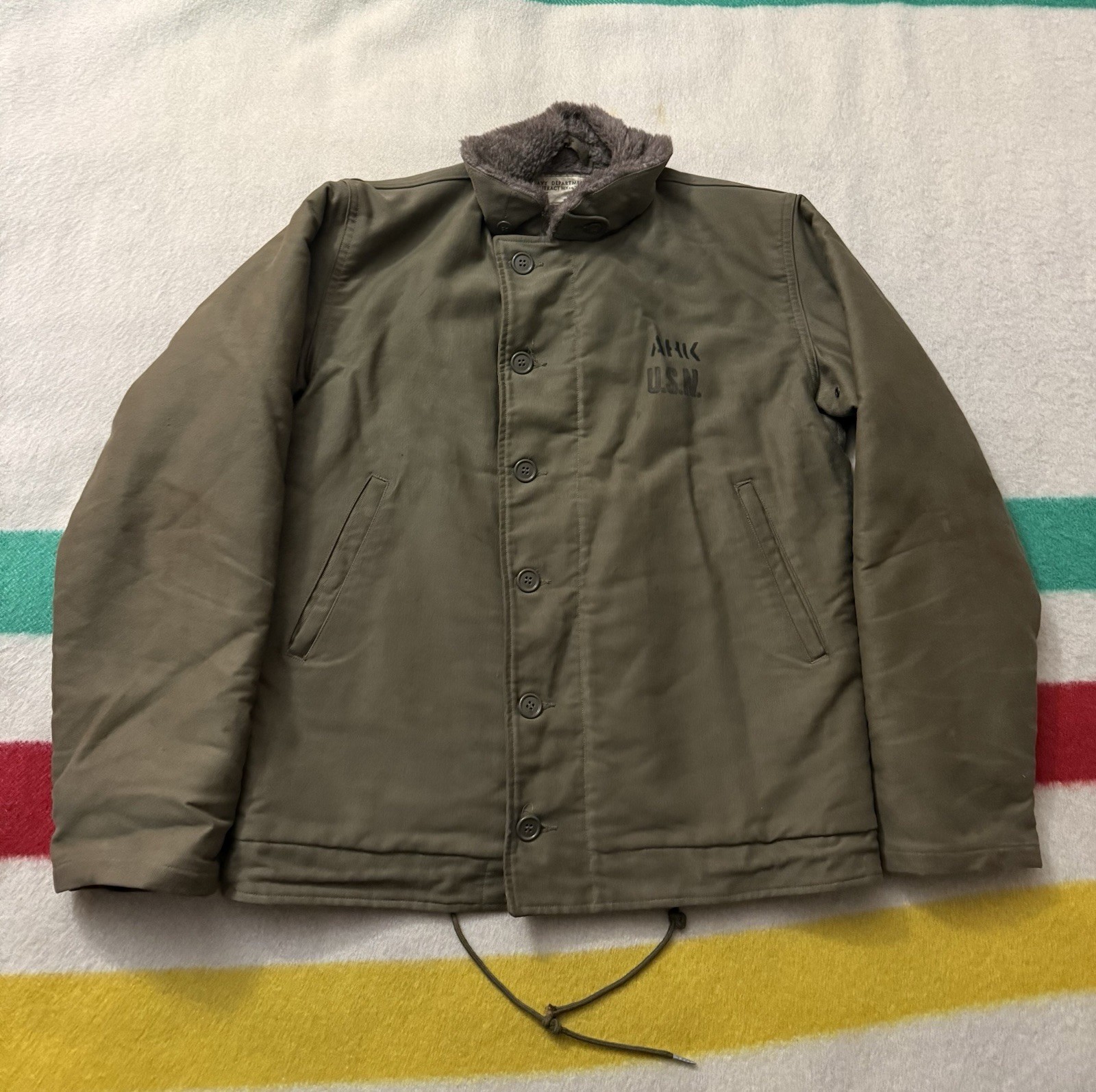 Vintage WW2 40s USN US Navy N1 Deck Jacket Size 38 Medium M Named NXsx 73744