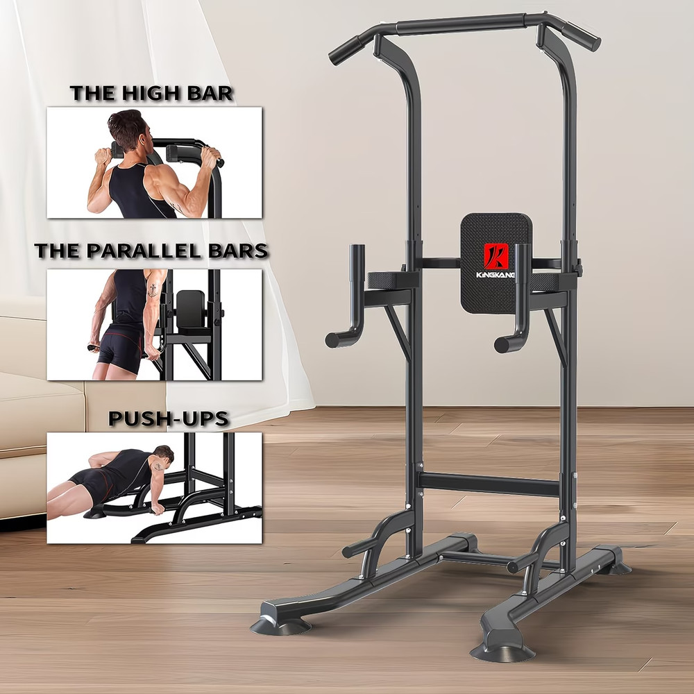 Power Tower Dip Station, Adjustable Height, Multi-Functional Strength Training W