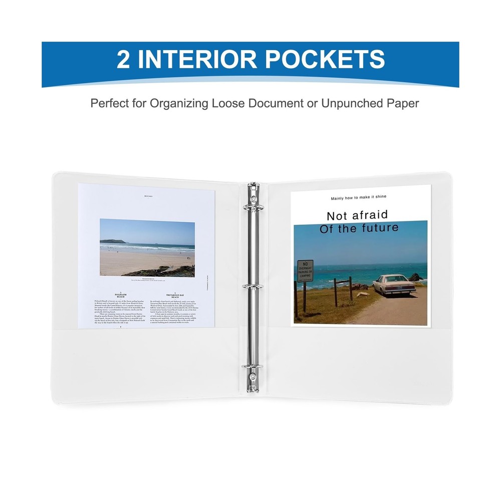 Durable 1 inch 3-Ring Binder, 1" Round Ring Binders with 2 Inside P... Fast Ship