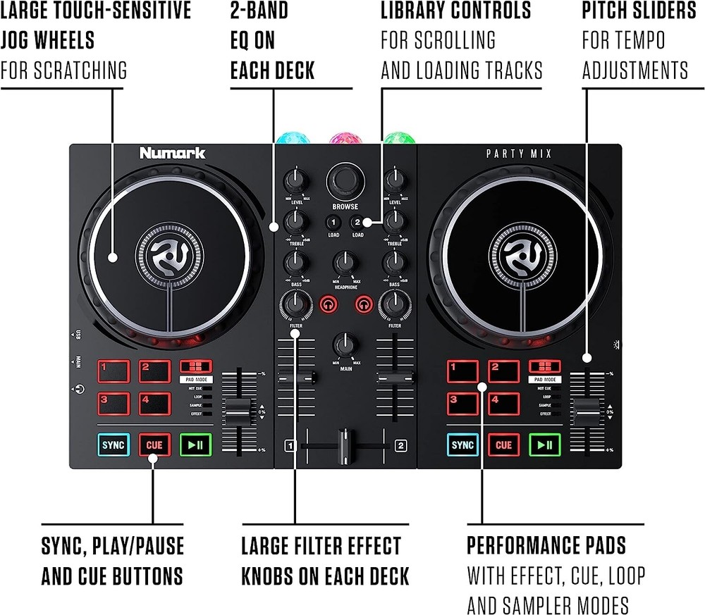 Numark Party Mix DJ Controller with Built In Light Show