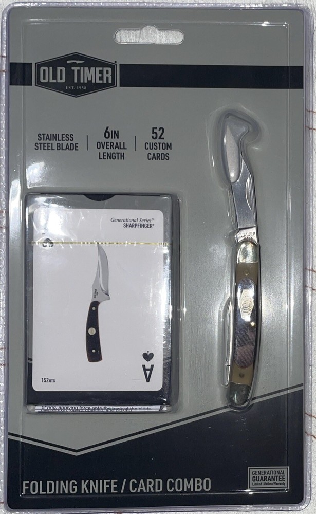 Old Timer Pocket Knife Gift Set with Custom Deck Cards Combo New