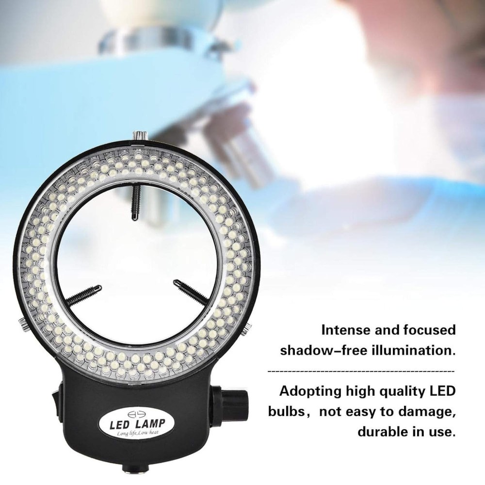 Microscope LED Light 144 LED Beads Light Source Brightness Adjustable Ring Lamp