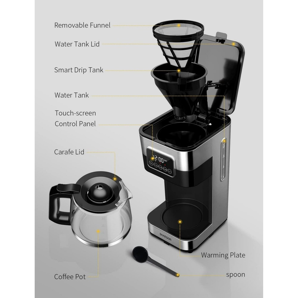 10-Cup Programmable Coffee Maker Auto Shut Off Permanent Filter Brew Drip