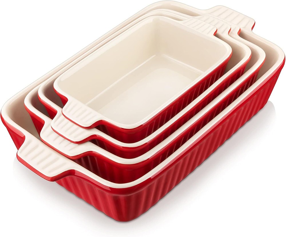 Bakeware set (4 pcs.), MALACASA Oven set with porcelain baking tray
