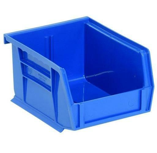 Storage Bin 5-3/8 x 4-1/8 x 3 inch Blue Plastic Small Parts Container Stackable