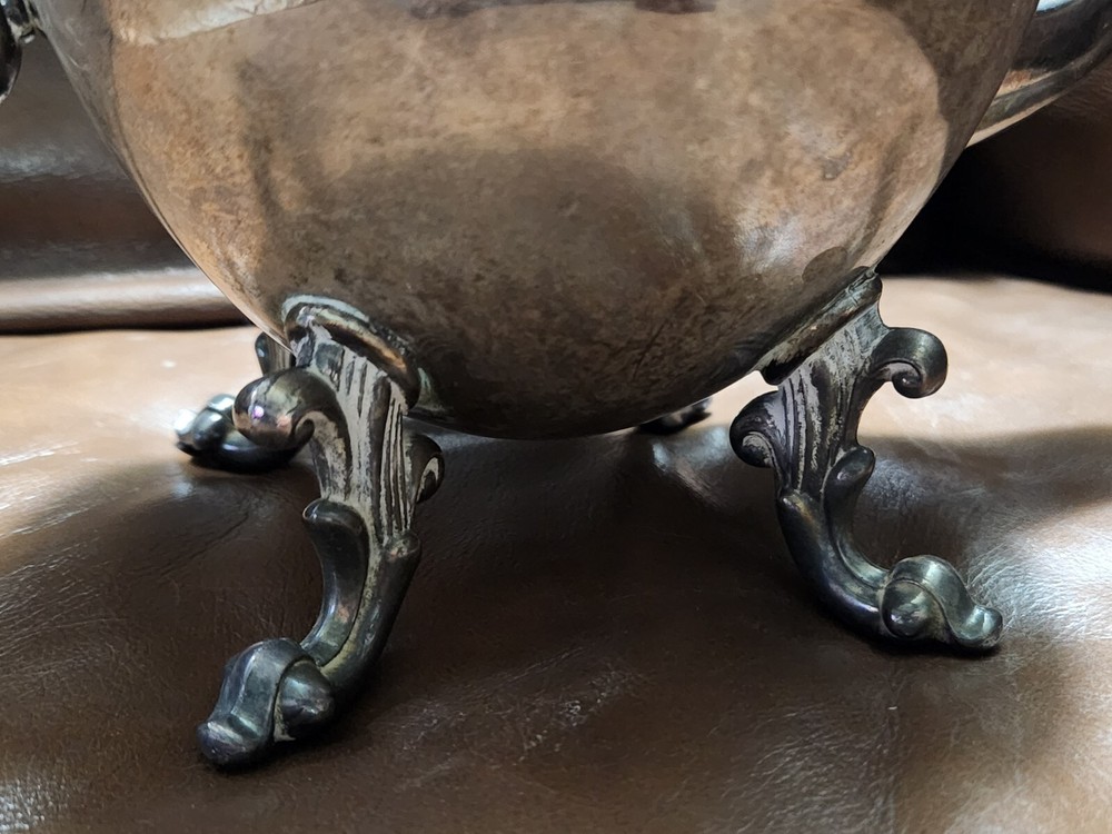 Vintage Silverplate On Copper Hallmarked Lidded Tea Coffee Pot Kettle 10.5" Tall