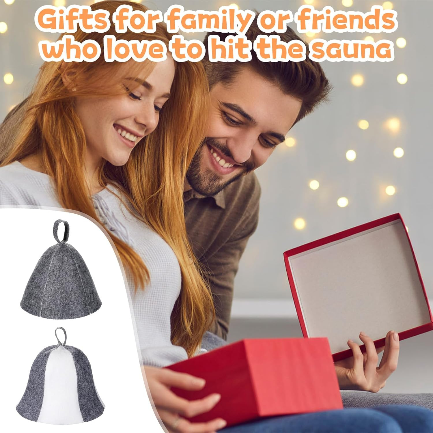 2PCS Wool Sauna Hats Banya Caps Unisex Steam Room White Grey