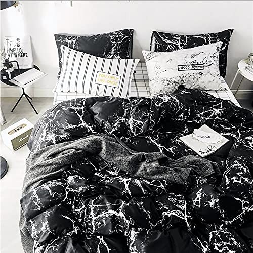 Bedding Set - Full 3 Pcs Comforter Set - Includes Full(80''*90'') Black Marble