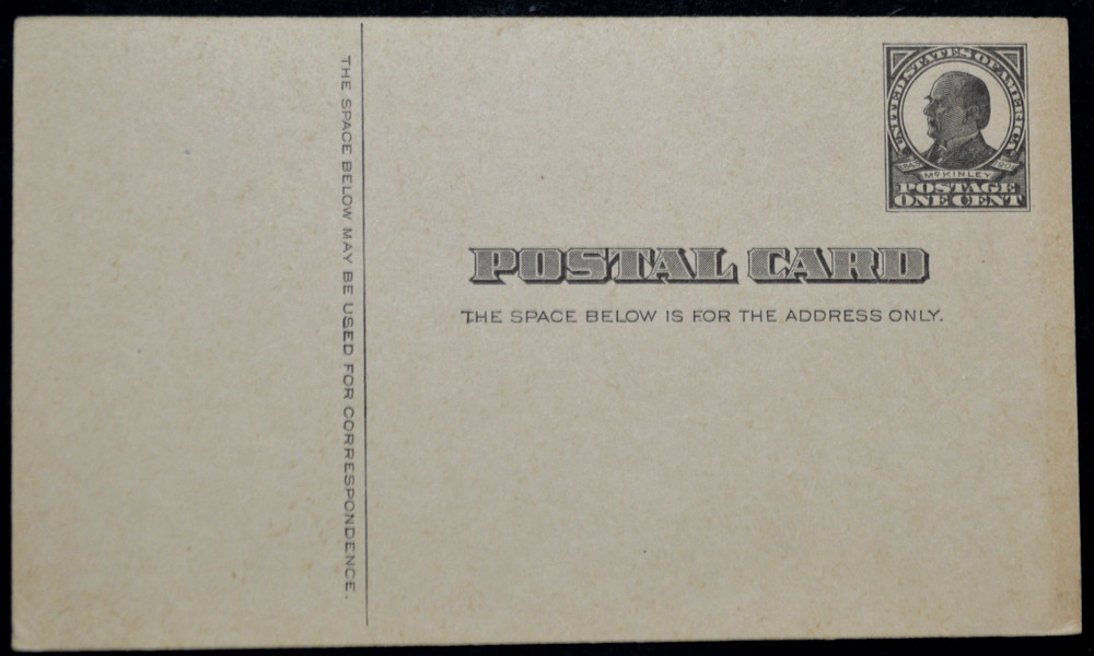 1908 US Sc. #UX20 postal card, mint, fair condition