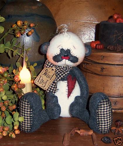 Primitive Panda Bear Teddy Shelf Heart Doll Paper Pattern 514
