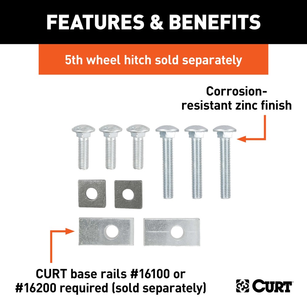 Curt Mfg 16304 Custom 5Th Wheel Hitch Install Kit