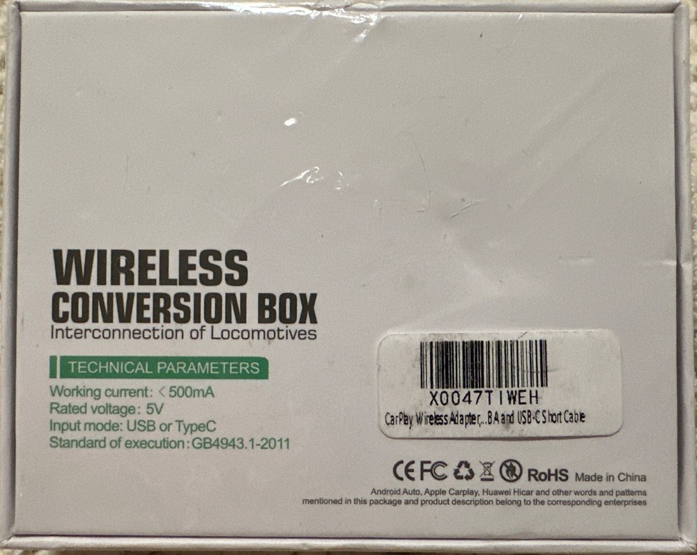 Wireless Carplay Adapter Plug and Play Conversion Box New Sealed