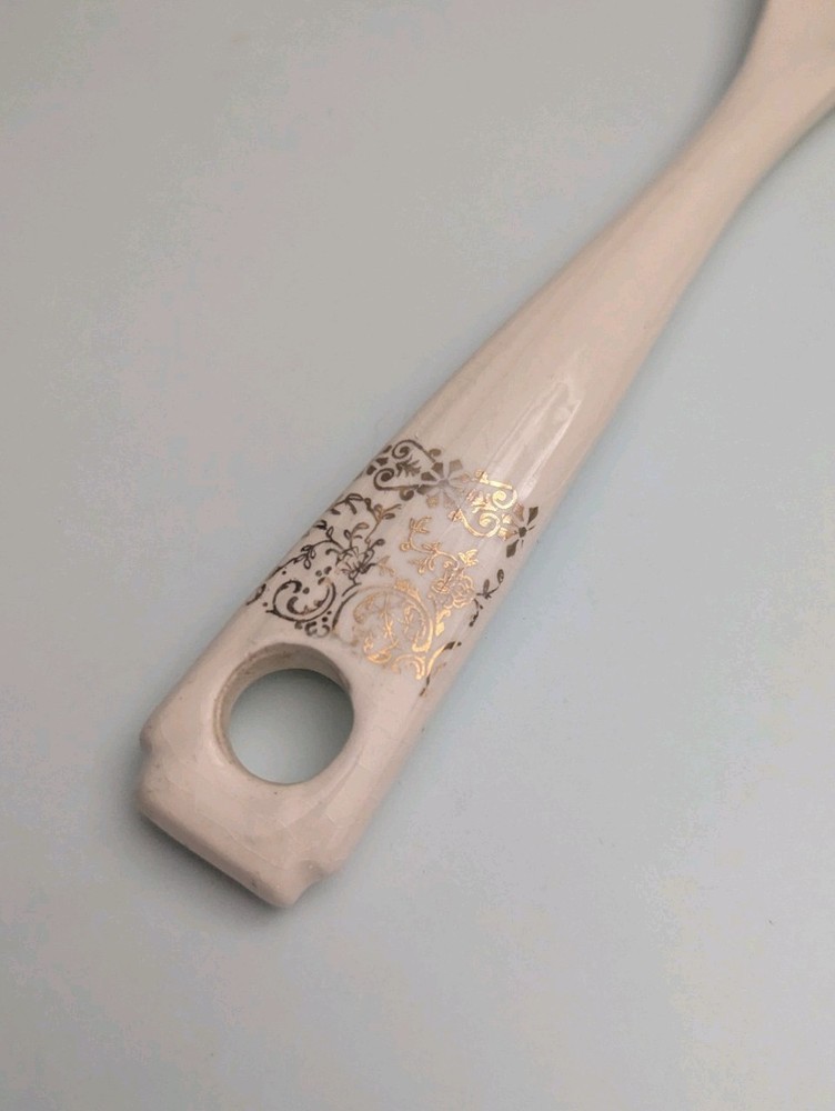 Vintage Ceramic Floral Design Serving Fork with Hanging Handle