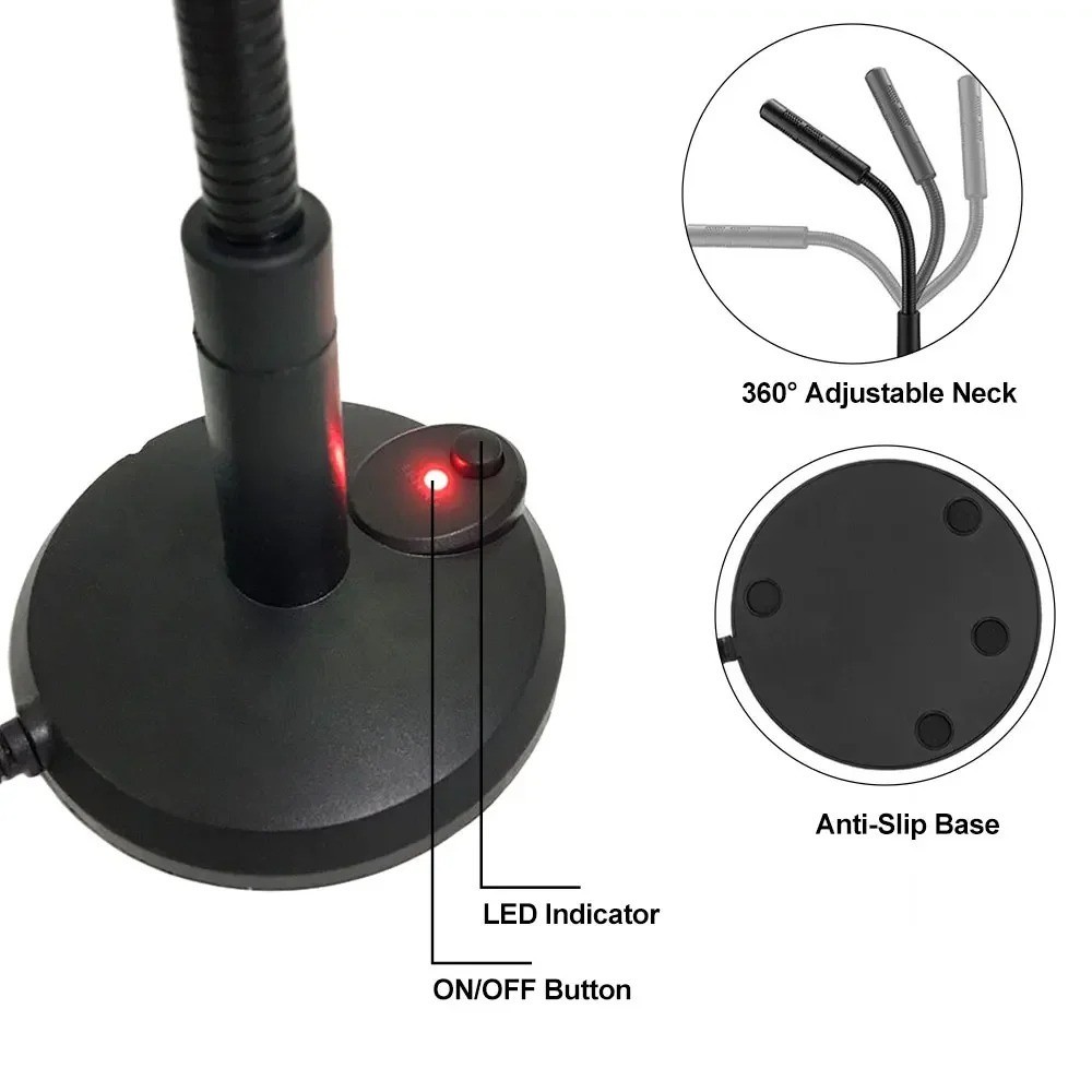 Computer Mini Condenser Microphone USB Stand Recording Mic For PC Desktop Laptop