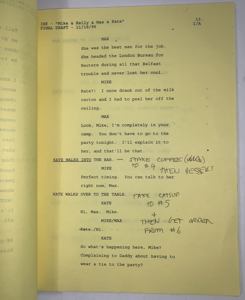 TED DANSON INK TV SCRIPT 1996 ANNOTATED “Mike & Kelly” Original