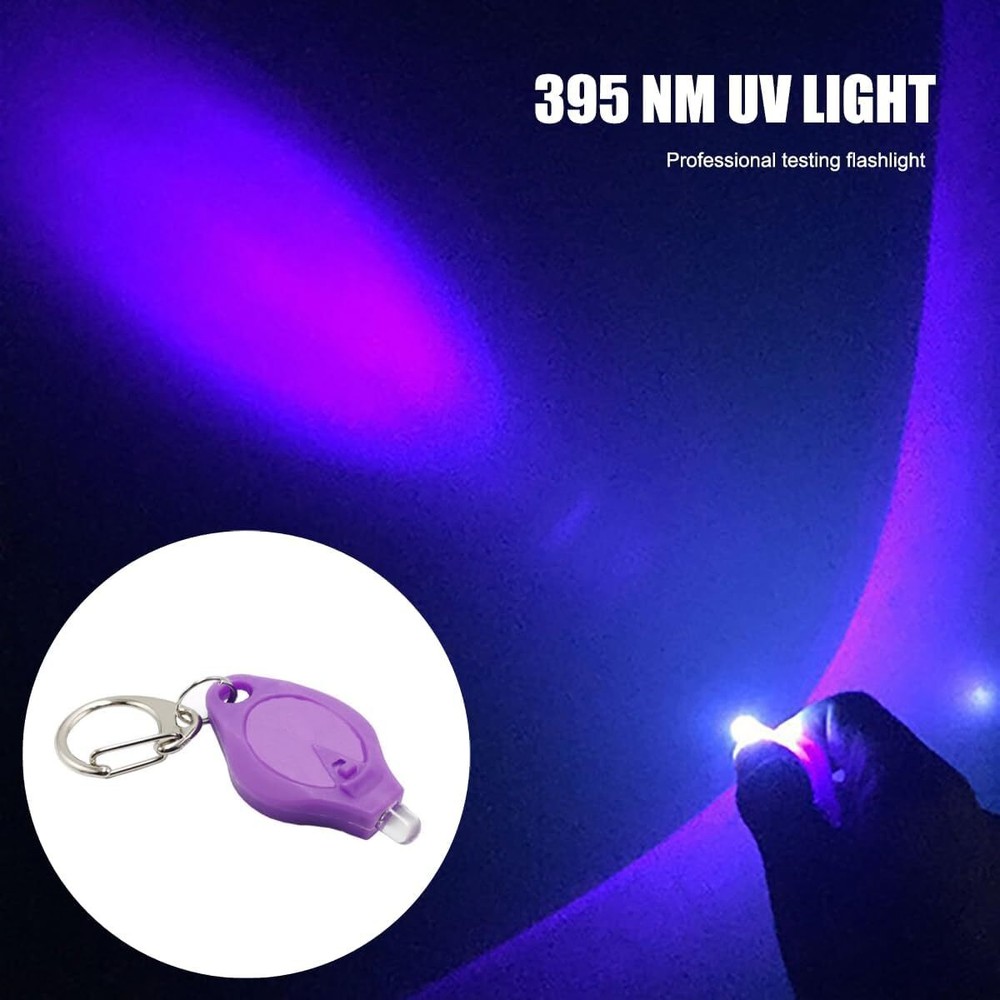 20/100PCS UV Mini Keychain LED Flashlight Key Ring Light Torch Black Light US