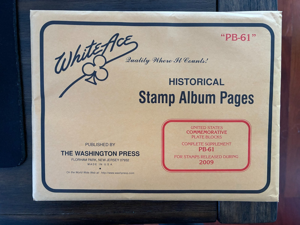 White Ace 2009 US Commemorative Plate Blocks PB-61 Supplement Stamp Album Pages