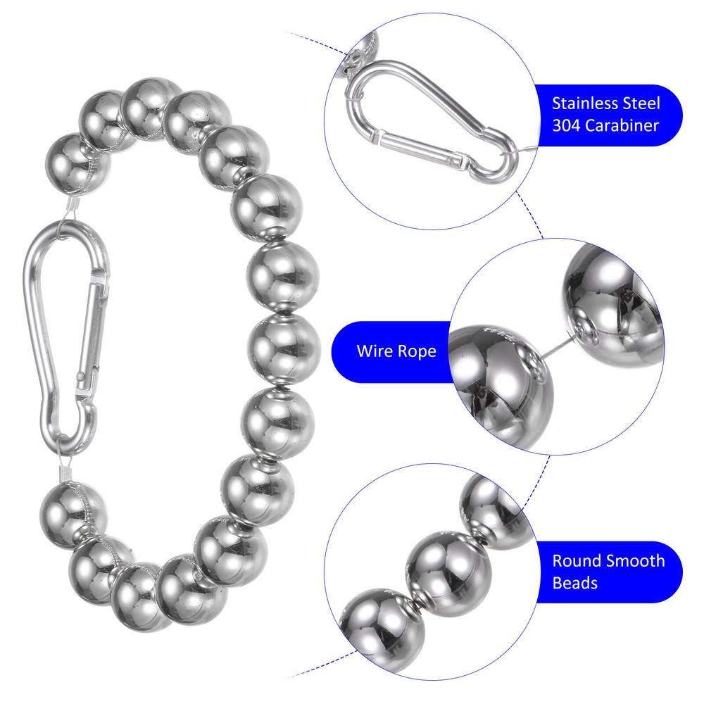 2 Pack Flagpole Retainer Ring-15 Beads 0.71",Apply to Flagpole(Silver)