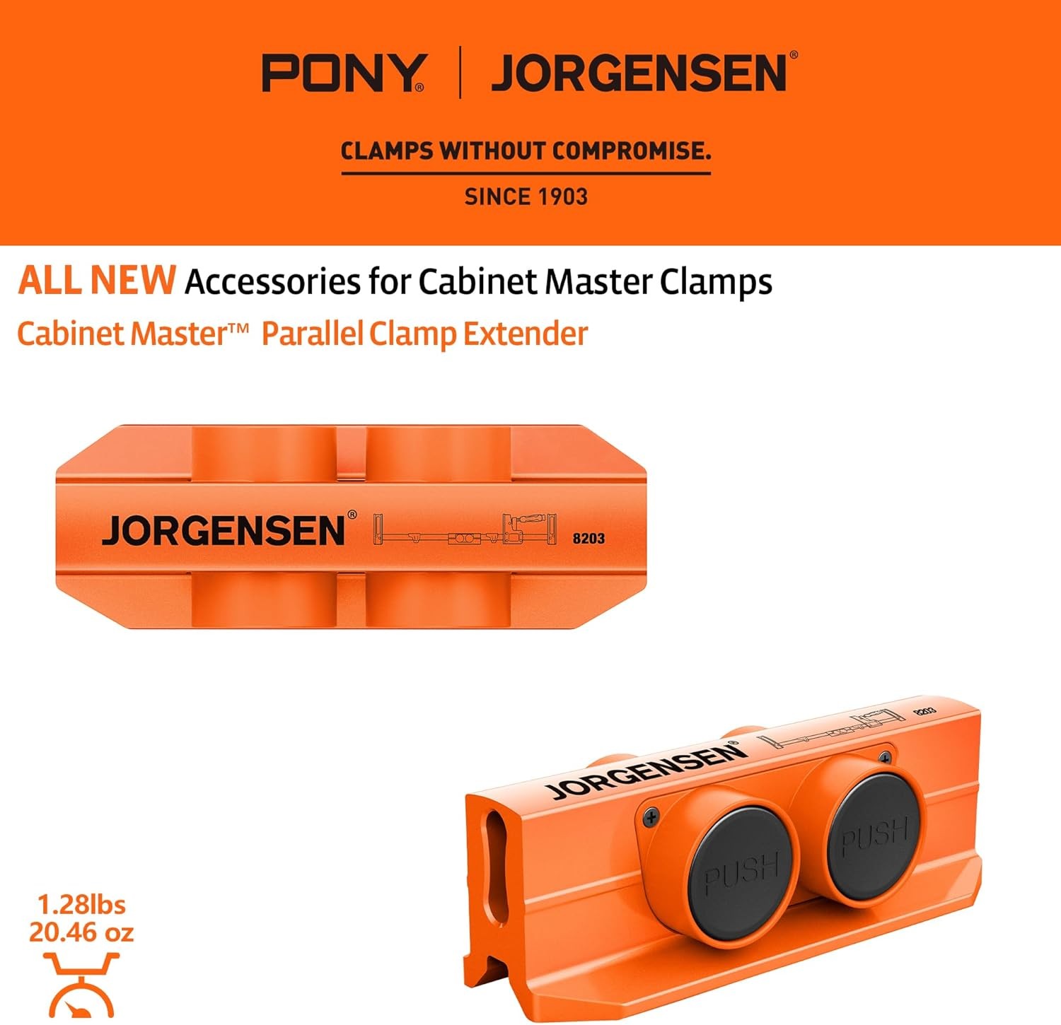 Jorgensen Parallel Clamp Extender Heavy-Duty Aluminum Connector for Woodworking