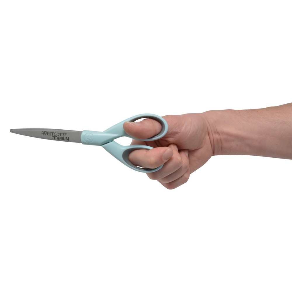 Westcott Sewing Scissors, Titanium, 7", Micro-tip, for Craft, Light Blue