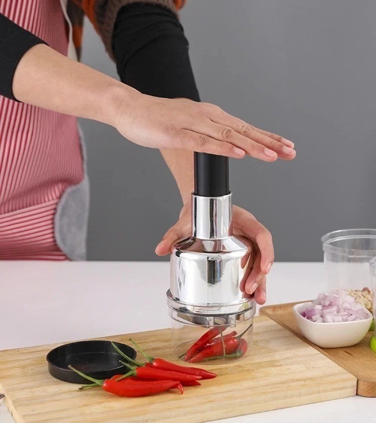 Manual Hand Press Garlic Onion Chopper Vegetable Food Chopper Processor Dicer