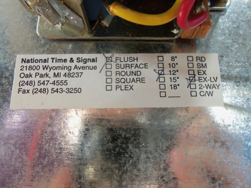 National Time Flush 12" EX-LV round Clock