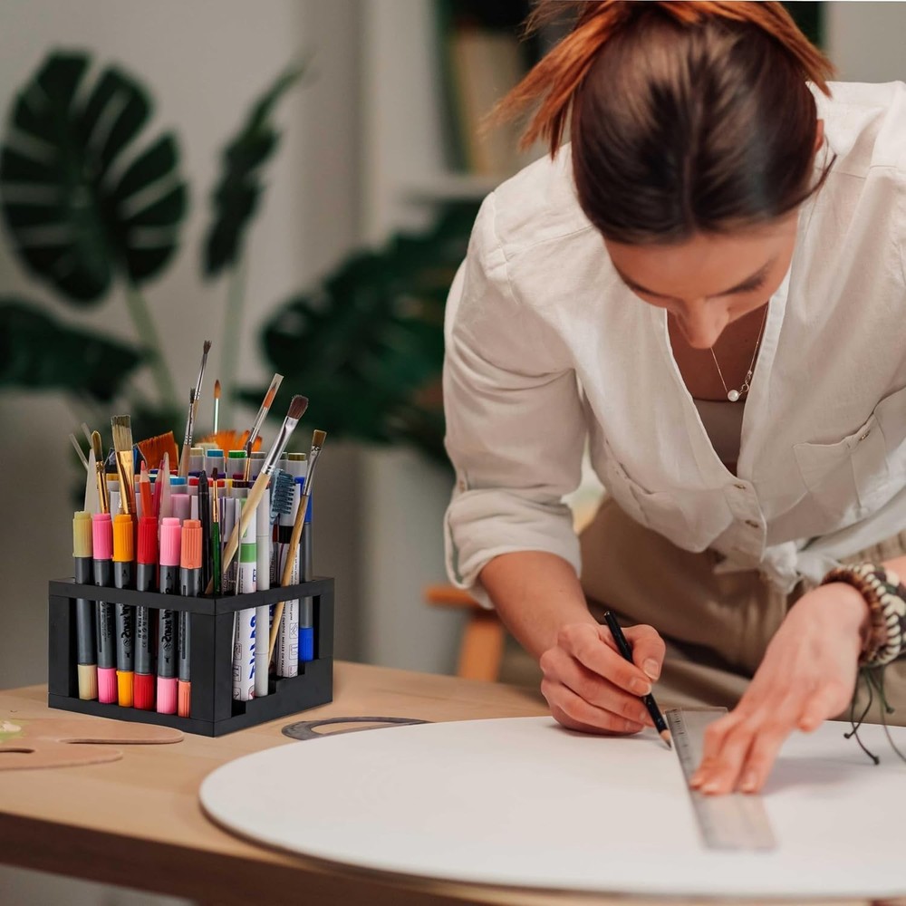 Portable 60 Hole Art Tool Storage Solution – Easy Access to Markers & Brushes