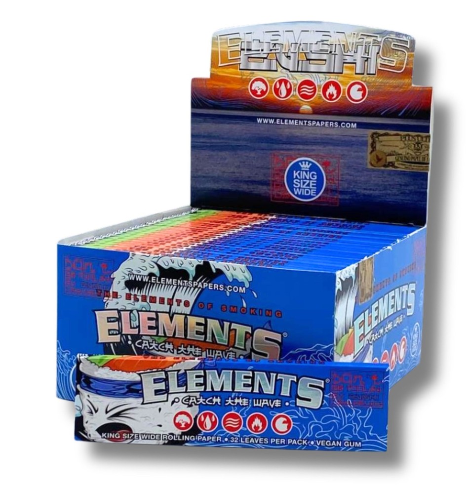Elements “Catch the Wave” King Size Wide Rolling Papers – Full Box