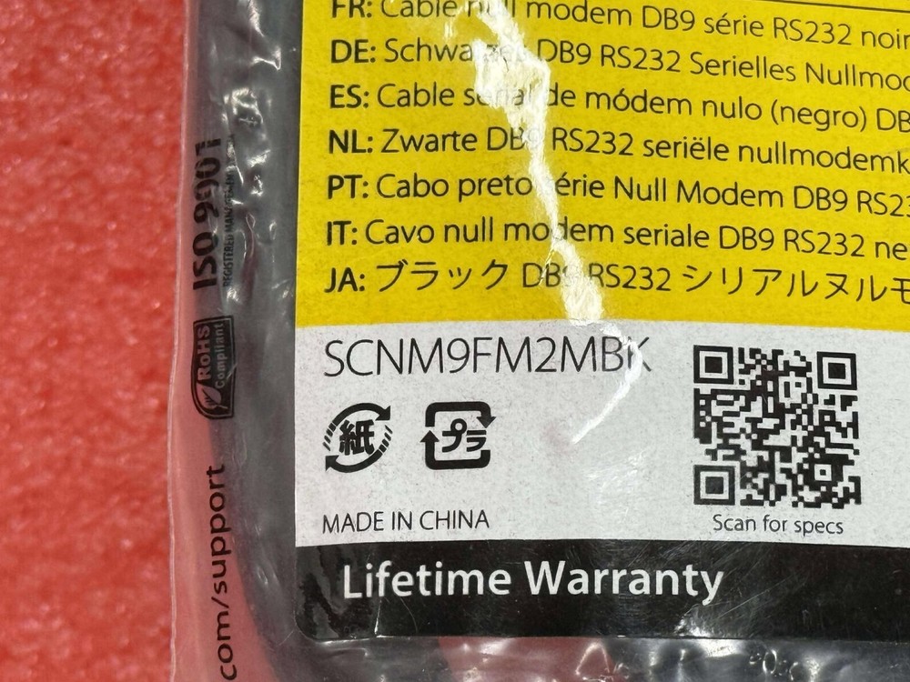 StarTech SCNM9FM2MBK DB9 RS232 Serial Null Modem Cable 2M BLACK