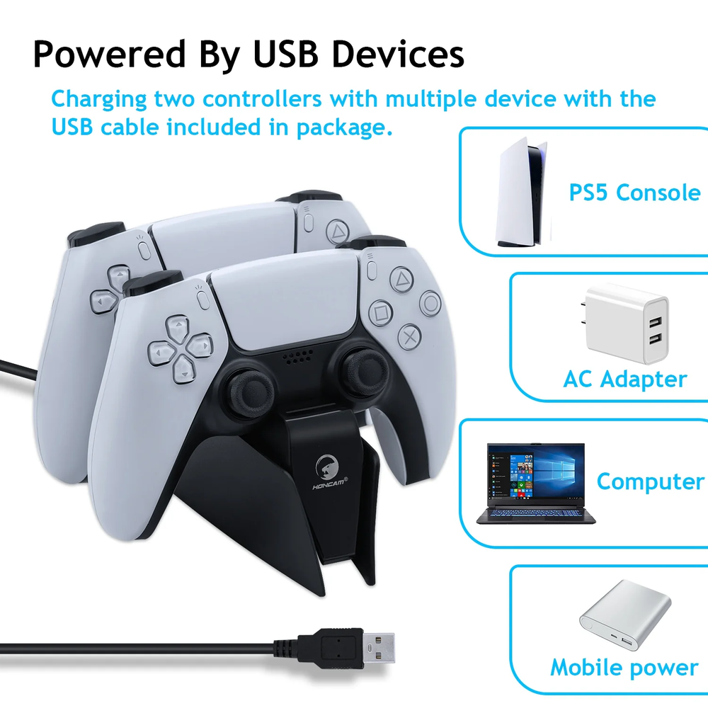 Tri-Protection Safety Dual Controller Charger for PS5 DualSense Controller