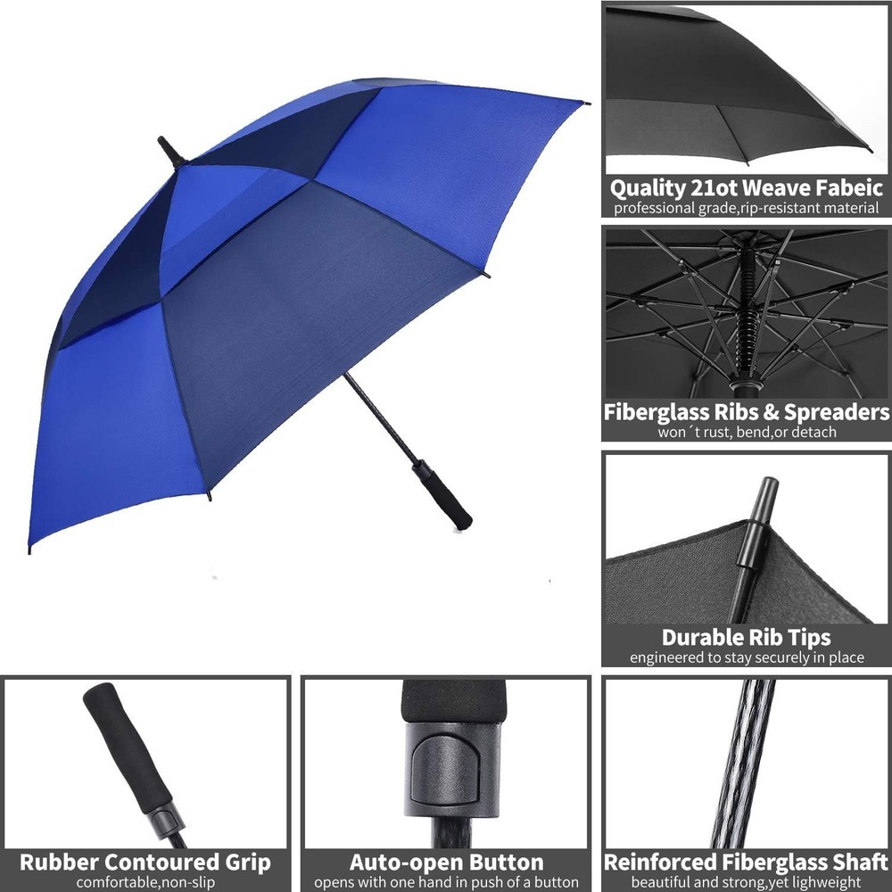 Extra Large Golf Umbrella, 54/62/68/72 Inch Automatic Open, Oversize Double C...