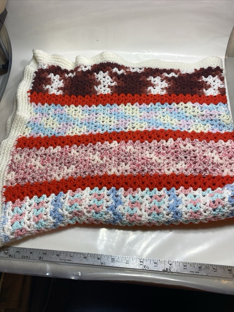 Multi Colored Afghan Throw 42 X 52