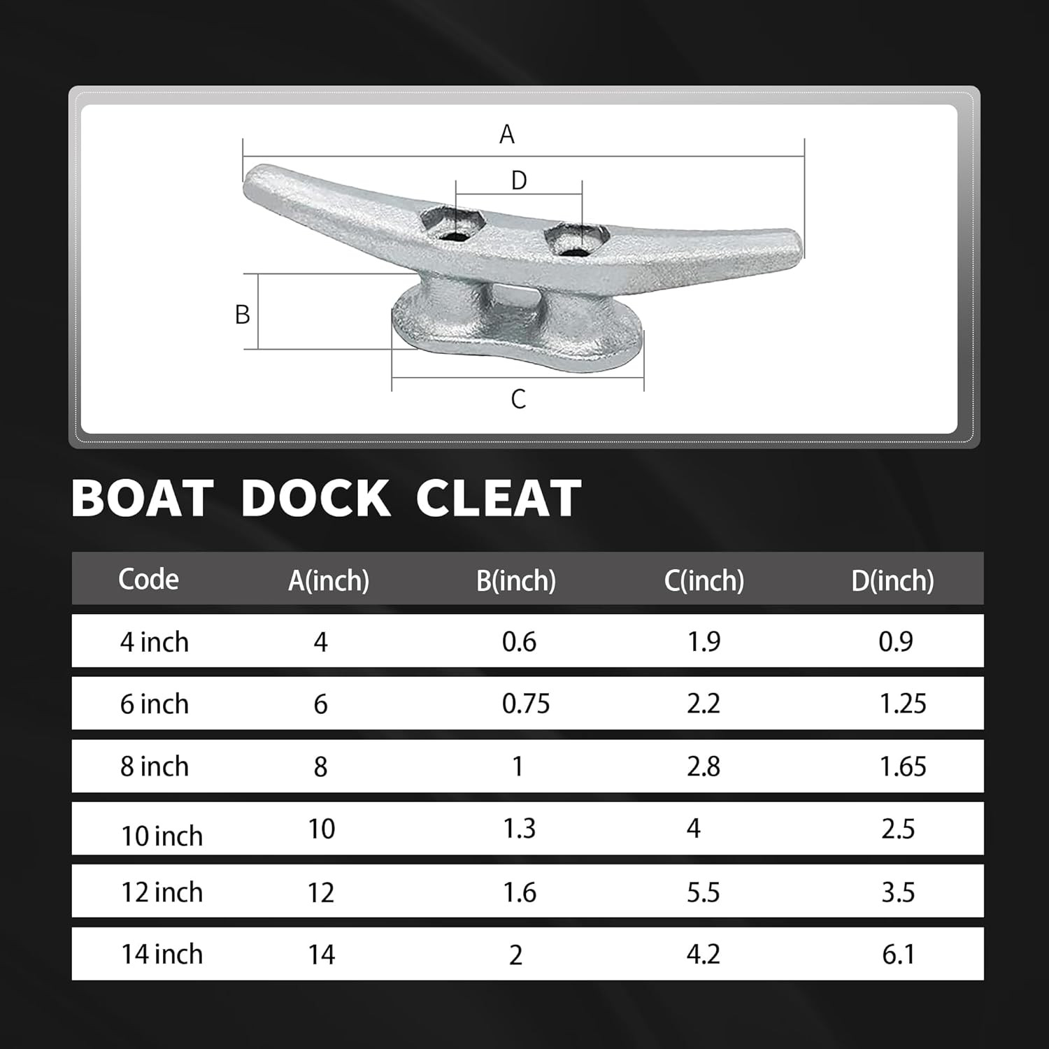 Dock Cleats 6 Inch Galvanized Boat Cleats Cast Iron Marine Grade Rope Cleat for