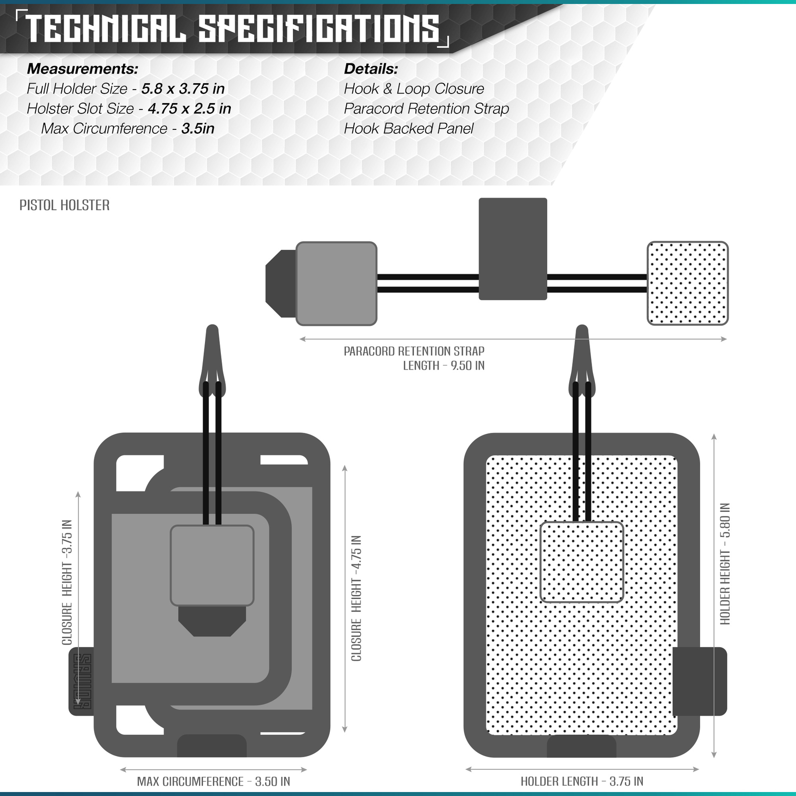 SAVIOR Hook-Backed Tactical Pistol Handgun Holster Holder Carrier For Loop Panel