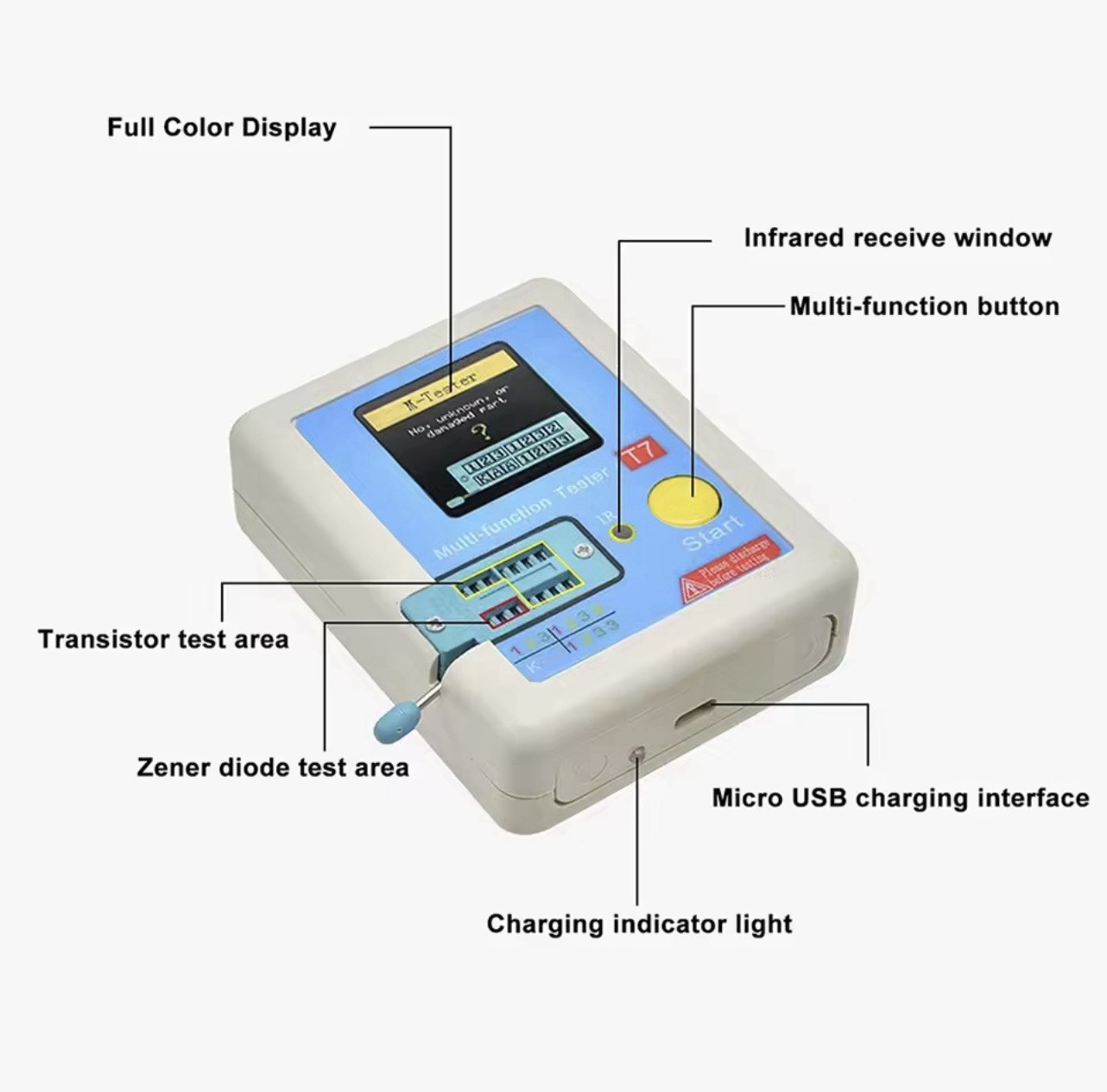 LCR T7 Transistor Tester Meter Multi-Function TFT 1.8" USA