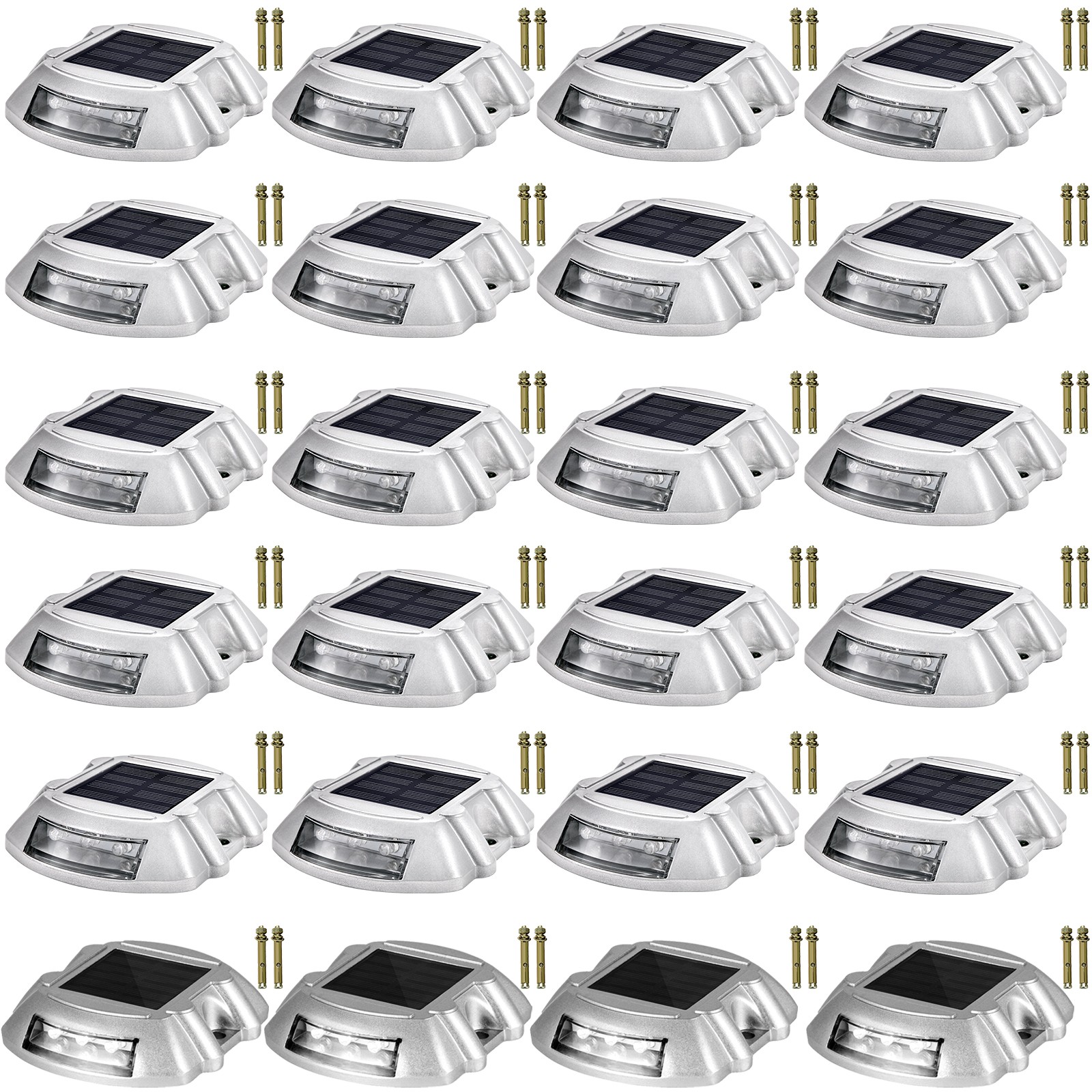 Driveway Lights, Solar Driveway Lights 24-Pack, Dock Lights with Switch in White