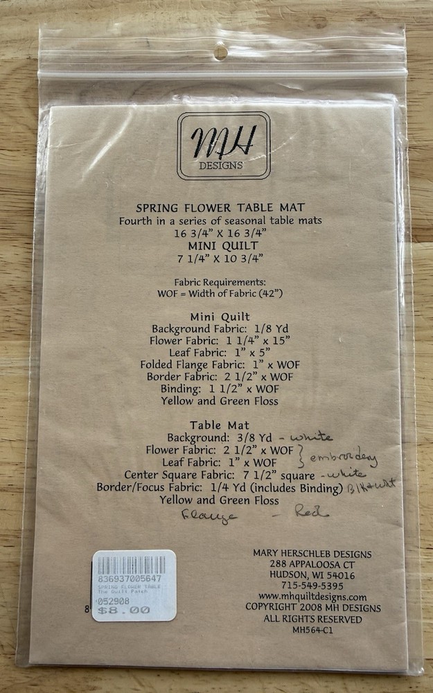 Spring Flower Table Mat & Mini Quilt By MH Designs A Paper Foundation Pattern