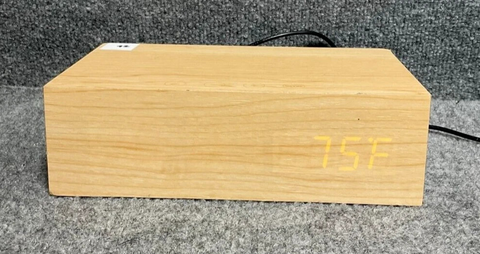 Brown Wooden Bluetooth LED Alarm Clock Speaker Multi-Function Features