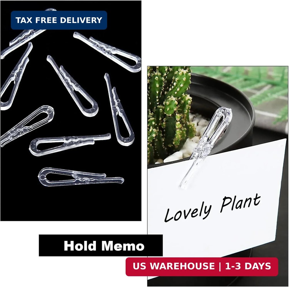 ZOEYES 2000Pcs U Shape Plastic Alligator Clips, 1.5"Transparent Plastic Clothesp